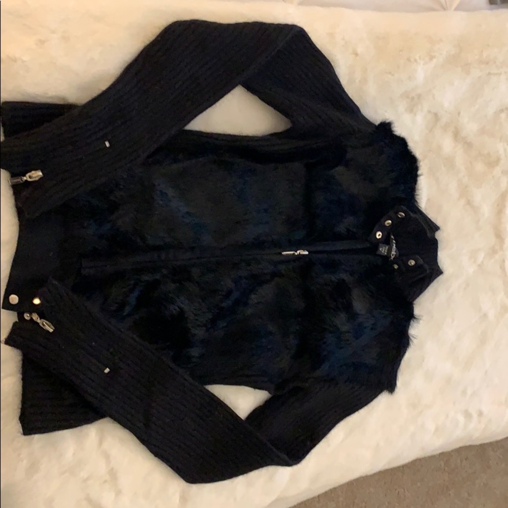 Black Bebe Fur Sweater